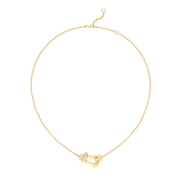 Force 10 Large Yellow Gold and Half Pav&eacute; Diamond Necklace